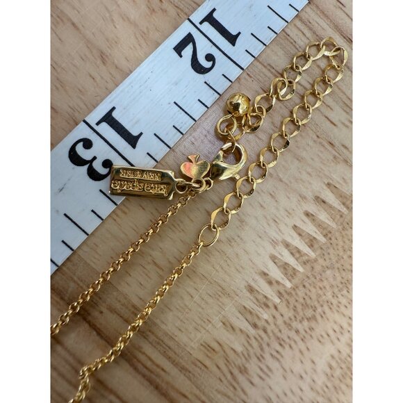 Kate Spade Gold Chain Necklace With Red Crystal Double Heart Pendant - Picture 8 of 10